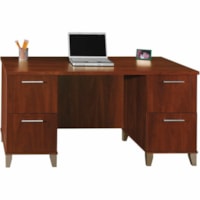 Bureau ordinateur Somerset Bush Furniture - 4 Tiroirs - 60 po (1524 mm) Largeur de la table x 30 po (762 mm) Profondeur du plateau - 29 po (736,60 mm) Hauteur - Assemblage requis - Cerise de Hansen - Bois