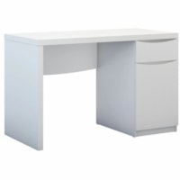 Bush Montrese Computer Desk - 1 Drawers - 200 lb (90.72 kg) Capacity - 30.2" (767.08 mm) Height x 47.1" (1196.34 mm) Width x 23.2" (589.28 mm) Depth - Computer, Home Office, Bedroom, Dorm, Living Room, Business, Bill, Laptop, Printer, Office Supplies - Assembly Required - Black, Pure White - Steel, 