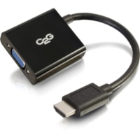 Cable vidéo C2G - HDMI/VGA - pour Appareil vidéo, Moniteur, Ordinateur Portable - 8" - Blindage - HDMI/VGA pour Appareil vidéo, Moniteur, Ordinateur Portable - 8" - 1 x HDMI Mâle Audio/Vidéo numérique - 1 x HD-15 Femelle VGA - Blindage - Noir - 8po HDMI/VGA C