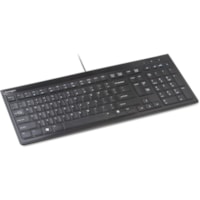 Kensington Slim Type Wired Keyboard - Cable Connectivity - USB Interface - Volume Up, Volume Down, Sleep, Mute Hot Key(s) - Desktop Computer - Windows, Mac OS - Scissors Keyswitch - Black