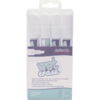 Deflecto Wet Erase Markers - Fine Chisel, Bold Marker Point - White Ink - 4 / Pack