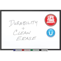 Quartet DuraMax Classic Whiteboard - 60" (1524 mm) Width x 36" (914.40 mm) Height - White Porcelain Surface - Black Aluminum Frame - Rectangle - Horizontal/Vertical - Magnetic - 1 / Each