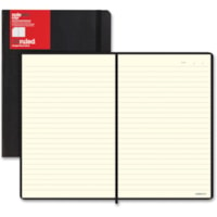 Letts of London L5 Ruled Notebook - Sewn x 9" (228.60 mm) Width x 6" (152.40 mm) Length - Black Cover - Elastic Closure, Flexible Cover, Pocket - 1 Each