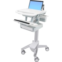 Ergotron StyleView Laptop Cart, 1 Drawer - Up to 17.3" (439.42 mm) Screen Support - 20 lb (9071.85 g) Load Capacity - 50.50" (1282.70 mm) Height x 17.50" (444.50 mm) Width x 30.75" (781.05 mm) Depth - Floor Stand - Aluminum - White, Gray