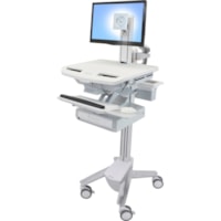 Ergotron StyleView Telepresence Cart, Dual Monitor - Up to 24" (609.60 mm) Screen Support - 44 lb (19958.06 g) Load Capacity - 50.50" (1282.70 mm) Height x 17.50" (444.50 mm) Width x 31" (787.40 mm) Depth - Floor Stand - Aluminum