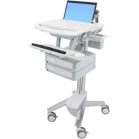 Ergotron StyleView Laptop Cart, 2 Drawers - Up to 17.3" Screen Support - 9.07 kg Load Capacity - 50.50" (1282.70 mm) Height x 17.50" (444.50 mm) Width x 30.75" (781.05 mm) Depth - Floor Stand - Aluminum - White, Gray