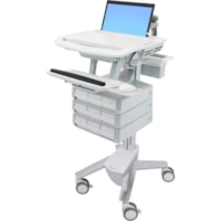 Ergotron StyleView Laptop Cart, 9 Drawers - Up to 17.3" (439.42 mm) Screen Support - 20 lb (9071.85 g) Load Capacity - 50.50" (1282.70 mm) Height x 17.50" (444.50 mm) Width x 30.75" (781.05 mm) Depth - Floor Stand - Aluminum - White, Gray