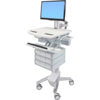 Ergotron StyleView Cart with LCD Pivot, 9 Drawers - Up to 24" (609.60 mm) Screen Support - 37 lb (16782.92 g) Load Capacity - 50.50" (1282.70 mm) Height x 17.50" (444.50 mm) Width x 31" (787.40 mm) Depth - Floor Stand - Aluminum - White, Gray