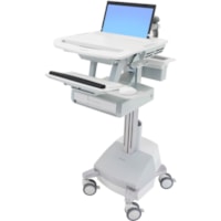 Ergotron StyleView Laptop Cart, SLA Powered, 1 Drawer - Up to 17.3" Screen Support - 9.07 kg Load Capacity - 50.50" (1282.70 mm) Height x 18.30" (464.82 mm) Width x 30.75" (781.05 mm) Depth - Floor Stand - Aluminum - White, Gray