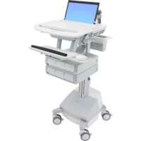 Ergotron StyleView Laptop Cart, SLA Powered, 6 Drawers - Up to 17.3" Screen Support - 9.07 kg Load Capacity - 50.50" (1282.70 mm) Height x 18.30" (464.82 mm) Width x 30.75" (781.05 mm) Depth - Floor Stand - Aluminum - White, Gray