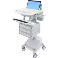 Ergotron StyleView Laptop Cart, SLA Powered, 9 Drawers - Up to 17.3" Screen Support - 9.07 kg Load Capacity - 50.50" (1282.70 mm) Height x 18.30" (464.82 mm) Width x 30.75" (781.05 mm) Depth - Floor Stand - Aluminum - White, Gray