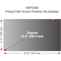 Protecteur d'Écran de Confidentialité Résistant aux rayures - Noir ViewSonic - Pour 23,6 po (599,44 mm) Écran largeMoniteur - Résistant aux rayures - Résistant aux rayures