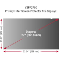 Protecteur d'Écran de Confidentialité Résistant aux rayures - Noir ViewSonic - Pour 27 po (685,80 mm) Écran largeMoniteur - Résistant aux rayures - Résistant aux rayures