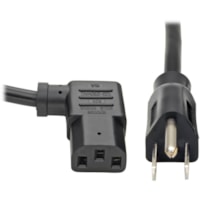 Tripp Lite 10ft Computer Power Cord Cable 5-15P to Right Angle C13 10A 18AWG 10' - For Computer, Printer, Monitor - 18 Gauge - 125 V AC / 10 A - Black - 10 ft (3.05 m) Cord Length - NEMA 5-15P / IEC 60320 C13