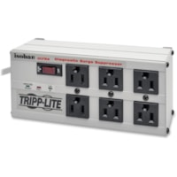 Tripp Lite Isobar Surge Protector Metal 6 Outlet 6' Cord 3330 Joules - Gray - NEMA 5-15P - 6 x NEMA 5-15R - 1.44 kVA - 3330 J - 120 V AC Input - 120 V AC Output - 61 kA - 6 ft (1.83 m)