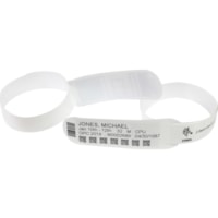 Zebra Z-Band UltraSoft Wristband Cartridge Kit (White) - 3/4" (19.05 mm) Width x 11" (279.40 mm) Length - Permanent Adhesive - Rectangle - Direct Thermal - White - Polypropylene, Vinyl - 175 / Roll - Perforated, Flexible, Tamper Evident, Adhesive Closure, Latex-free, Scannable - 6 / Carton