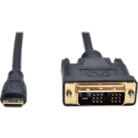 Câble vidéo P566-006-MINI 6 pi (1,83 m) DVI/HDMI Tripp Lite by Eaton - 6 pi (1,83 m) DVI/HDMI Câble vidéo pour Appareil vidéo, Caméra, Caméscope, Moniteur - Supports up to 1920 x 1200 - Blindé - Doré Connecteur plaqué - Noir