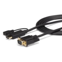 StarTech.com HDMI to VGA Cable - 3 ft / 1m - 1080p - 1920 x 1200 - Active HDMI Cable - Monitor Cable - Computer Cable - Eliminate excess cable clutter and adapters, by connecting your HDMI source directly to a VGA monitor/projector using this short 3ft adapter cable - HDMI to VGA adapter - HDMI to V