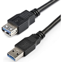 Câble de transfert de données SuperSpeed USB3SEXT2MBK 6,6 pi (2 m) USB - 1 chaque StarTech.com - 6,6 pi (2 m) USB Câble de transfert de données - 5 Gbit/s - Blindé - Nickel Connecteur plaqué - 24/28 AWG - Noir - 1 chaque