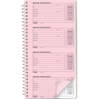 Blueline 400 Messages (10"3/4 x 5"3/4), French - Spiral Bound - Carbonless Copy - 5 3/4" (14.6 cm) x 10 3/4" (27.3 cm) Sheet Size - Pink, White - White Cover - 1 Each