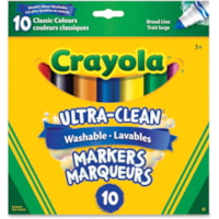 Crayola 10-Colour Ultra-Clean Washable Markers Set - Infra Red, Hot Pink, Hot Magenta, Blue Bolt, Battery Charged Blue, Ultra Violet, Graphic Green, Electric Lime, Laser Lemon, Orange Circuit Ink - 10 / Pack