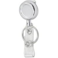 Merangue Chrome-finish Metal Badge Reel - Plastic, Metal - Silver, Chrome - 1 Each