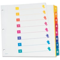 TOPS RapidX 5 & 8 Tab Super Colour Coded Dividers - 8 Printed Tab(s) - Digit - 1-8 - Letter - 8.50" (215.90 mm) Width x 11" (279.40 mm) Length - 3 Hole Punched - Multicolor Plastic Tab(s) - 10% Recycled - Laminated Tab, Reinforced, Rip Proof - 1 / Set