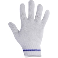 RONCO Poly/Cotton Blue Lined Gloves - 9.84" (250 mm) Glove Length - Large Size - White - Comfortable, Breathable, Stretchable, Flexible, Machine Washable - For Assembling, Warehouse - 24 / Bag