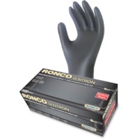 RONCO Sentron Nitrile Powder Free Gloves - 6 mil (0.15 mm) Thickness - Medium Size - Textured - Black - Oil Resistant, Solvent Resistant, Tear Resistant, Puncture Resistant, Latex-free - For Industrial, Automotive, Inspection, Military, Security, Food, Painting, Beverage, Cleaning, Correction, Param