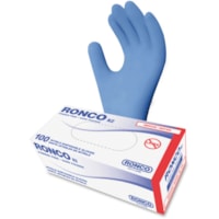 Gants polyvalents - Jetable - Sans poudre RONCO - épaisseur de gant 3,50 mil (0,09 mm) - Moyenne Taille - Pour Main droite / gauche - Bleu - Confortable, Résistant aux produits chimiques, Résistant aux solvants, Souple, Sans latex, Résistants - Pour Alimentaire, Cosm&eacu