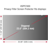 Filtre d'écran de confidentialité Résistant aux rayures ViewSonic - Pour 23 po (584,20 mm) Écran largeMoniteur - Résistant aux rayures - Résistant aux rayures