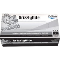 Hospeco Black Nitrile Exam Powder Free Disposable Gloves, 5 mil, LG - 5 mil (0.13 mm) Thickness - Large Size - Black - Chemical Resistant, Latex-free, Fatigue-free