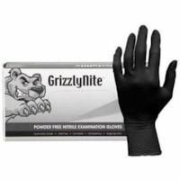 Gants d'examen - Jetable - Sans poudre Hospeco - épaisseur de gant 5 mil (0.13 mm) - X-Large Taille - Noir - Résistant aux produits chimiques, Sans latex, Sans fatigue