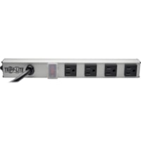 Tripp Lite by Eaton 12" Power Strip with 4-outlets and 6-ft. Cord - NEMA 5-15P - 4 x NEMA 5-15R - 6 ft (1.83 m) Cord - 15 A Current - 120 V AC Voltage - 1.80 kW - Rack-mountable