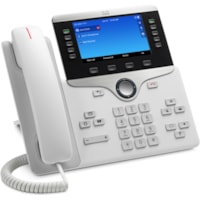 Cisco 8851 IP Phone - Corded/Cordless - Corded - Bluetooth - Wall Mountable - White - 5 x Total Line - VoIP - Unified Communications Manager, Unified Communications Manager Express, User Connect License - 2 x Network (RJ-45) - PoE Ports