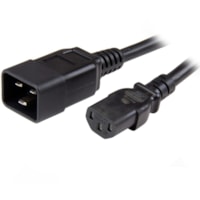 StarTech.com 3ft (1m) Heavy Duty Extension Cord, IEC C13 to IEC C20 Black Extension Cord, 15A 125V, 14AWG, Heavy Gauge Power Cable - 3ft (1m) Heavy duty extension cord w/ IEC 60320 C13 to C20 connectors; 125V at 15A (Max); UL listed (UL62/UL817); AC Power Cord w/ molded connectors; Fire Rating VW-1;