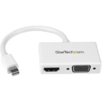 StarTech.com Travel A/V Adapter - 2-in-1 Mini DisplayPort to HDMI or VGA Converter - White - Connect a Mini DisplayPort-equipped PC or Mac to an HDMI or VGA display - Mini Displayport to HDMI - Mini DisplayPort to VGA - Mini DP to HDMI - Mini DP to VGA - MacBook to projector - MacBook video output -