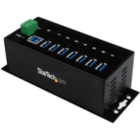 StarTech.com 7 Port Industrial USB 3.0 Hub with ESD - 5Gbps - Add seven USB 3.0 ports with this DIN rail or surface-mountable metal hub - 15kV ESD Protection - DIN Rail and Wall-mountable USB Hub with Rugged Housing - Seven Port SuperSpeed USB 3 Hub - Terminal Block Power & Wide Operating Temperatur