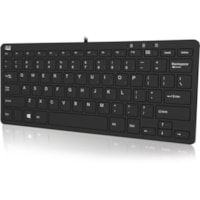 Adesso Mini Keyboard with USB Hubs - Cable Connectivity - USB Interface - 78 Key(s) - Windows Key Hot Key(s) - English (US) - QWERTY Layout - Desktop Computer, Point of Sale (POS), Kiosk - Windows - Scissors Keyswitch - Black