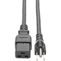 Tripp Lite 8ft Power Cord Adapter Cable 5-15P to C19 Heavy Duty 15A 14AWG 8' - For Server - 125 V AC / 15 A - Black - 8 ft (2.44 m) Cord Length - IEC 60320 C19 / NEMA 5-15P