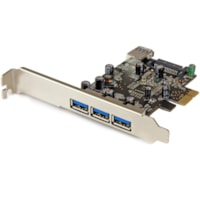 Adaptateur USB - PCI Express x1 - Carte enfichable - Noir StarTech.com - PCI Express x1 - Carte enfichable - 4 Port(s) USB - 1 Port(s) SATA - Support UASP - PC, Linux