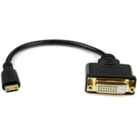 StarTech.com 8 in (20cm) Mini HDMI to DVI Cable, DVI-D to HDMI Cable (1920x1200p), HDMI Mini Male to DVI-D Female Display Cable Adapter - 8in/20cm Mini HDMI male to DVI-Digital (24-pin) female adapter; Full HD 1920x1200p 60Hz/1080p/Single link/24 Bpp - 32AWG/gold-plated connectors - Connect Mini HDM