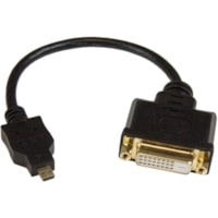 StarTech.com Micro HDMI to DVI Adapter, Micro HDMI to DVI Converter, Micro HDMI Type-D Device to DVI-D Monitor/Display, 8in (20cm) Cable - Micro HDMI to DVI-D (24-pin) converter M/F; Full HD 1920x1200p 60Hz/1080p video/Single link - Micro HDMI to DVI adapter dongle 8in cable - Durable PVC jacket/fle