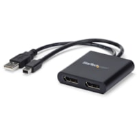 StarTech.com 2-Port Multi Monitor Adapter, Mini DisplayPort to DP MST Hub, Dual 4K 30Hz, Video Splitter for Extended Desktop Mode, Windows - 2-port Mini DisplayPort to DisplayPort multi-monitor adapter drives dual DP displays at up to 4K 30Hz to extend your desktop - DP 1.2/HBR2/MST (multi stream tr