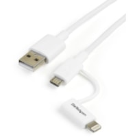 StarTech.com 1m (3ft) Apple Lightning or Micro USB to USB Cable for iPhone / iPod / iPad - White - Charge or sync a Micro USB, iPhone, iPod or iPad device using a single cable - Charge an Android or Apple mobile device - 1m Apple 8-pin Lightning or Micro USB to USB Combo Cable for iPhone iPod iPad -