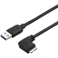 StarTech.com 2m 6 ft Slim Micro USB 3.0 (5Gbps) Cable - M/M - USB 3.0 A to Right-Angle Micro USB - USB 3.2 Gen 1 - Position your USB 3.0 Micro devices with less clutter and according to your configuration needs, with a thin, more flexible cable - 6 ft USB 3.0 A to Micro B Cable - M/M - 2m Slim Micro