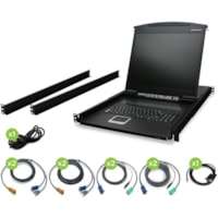 IOGEAR 8-Port 19" LCD KVM Drawer Kit with PS/2 and USB KVM Cables - 8 Computer(s) - 19" (482.60 mm) LCD - 1280 x 1024 - 8 - Keyboard - 1U High