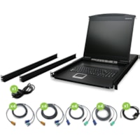 IOGEAR 16-Port 19" LCD KVM Drawer Kit with PS/2 and USB KVM Cables - 16 Computer(s) - 19" (482.60 mm) LCD - 1280 x 1024 - 16 - Keyboard - 1U High