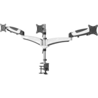 Amer Mounts Hydra3 Clamp Mount for Flat Panel Display, Curved Screen Display - Black, Chrome, White - Height Adjustable - 3 Display(s) Supported - 15" (381 mm) to 28" (711.20 mm) Screen Support - 52.91 lb (24000 g) Load Capacity - 100 x 100, 75 x 75 - VESA Mount Compatible - Steel, Aluminum Alloy, P