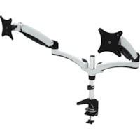 Amer Mounts HYDRA2 Clamp Mount for Monitor - White, Chrome, Black - Height Adjustable - 15" to 29" Screen Support - 8 kg Load Capacity - 75 x 75, 100 x 100 - VESA Mount Compatible - Steel, Alloy, Aluminum, Plastic - 1